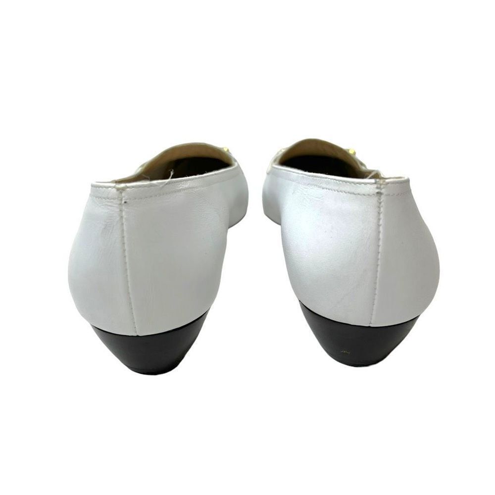 Salvatore Ferragamo White Leather Buckle Loafers Shoes Block Heel Size 9.5 - Picture 7 of 9